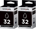 New, Pre-Owned - Lexmark (18C0533) NO.32  Ink Cartridges (Black, 2-Pack)