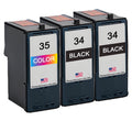U.S. Remanufactured for Lexmark #34 2 Black / #35 1 Color Ink Cartridges 3-Pack