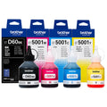 New, Pre-Owned - Original Brother BT5001 Tri-Color & BTDR60BK Black ink bottle-4 Pack
