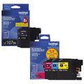 New, Pre-Owned - Brother LC107XXL Black & LC105XXL Cyan, Magenta & Yellow Ink Cartridges