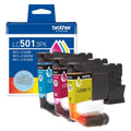 New, Pre-Owned - Brother LC501 Standard Yield Multi-Color (CMY) Ink Cartridge,3-Pack