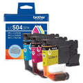 New, Pre-Owned - Brother LC504XL High Yield Multi-Color (CMY) Ink Cartridge,3-Pack