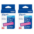 New, Pre-owned, Original Brother P-Touch Embellish White Print on Berry Pink Tape TZE-MQP35M – ~1/2” Wide x 13.1’ Long (12mm x 4m)-2-Pack
