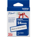 New, Pre-owned, Original Brother P-touch TZE-R251 Embellish Black Print on White Satin Ribbon ~1" (24mm) x 13.1' (4m)