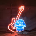 Guitar with Pabst Blue Ribbon Neon Signs