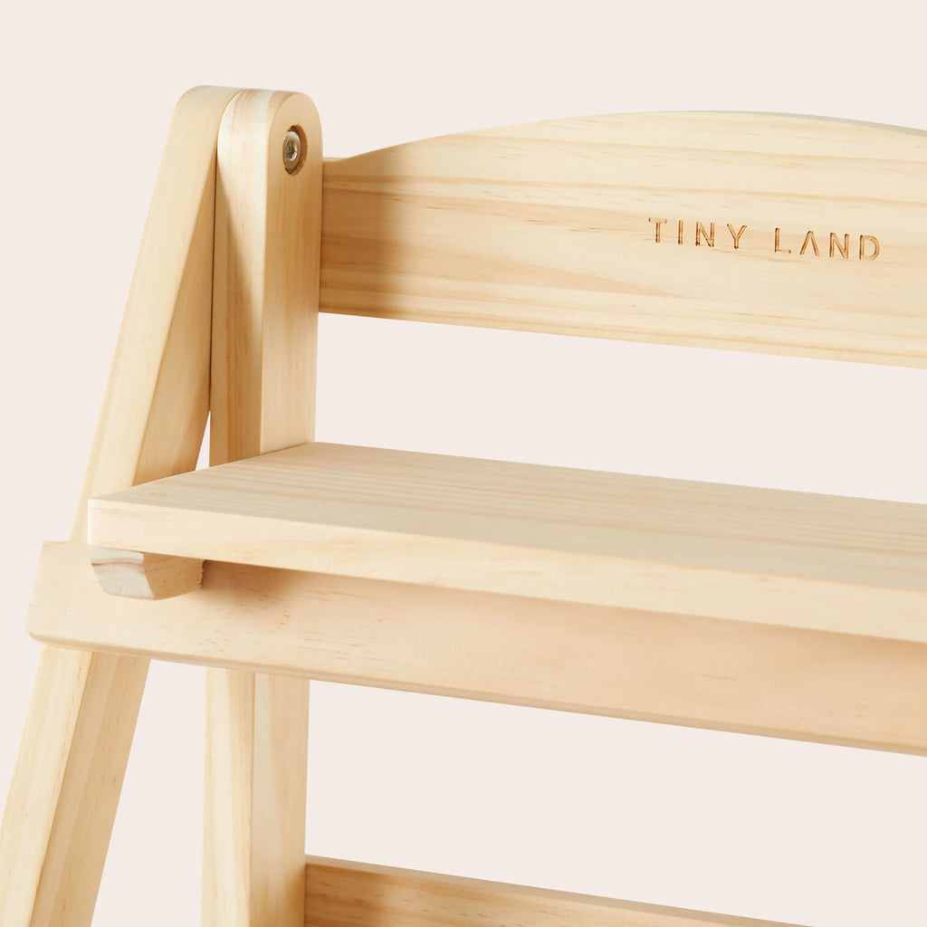 Tiny Land® Play Kitchen Accessories – Play Kitchen Food Storage: Versatile Wooden Rack for Play Food