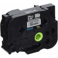 New, Pre-owned, Genuine Brother P-touch HGE-S951 0.94" (24mm) x 26.2ft (8m) Extra Strength Adhesive, Black on Matte Silver