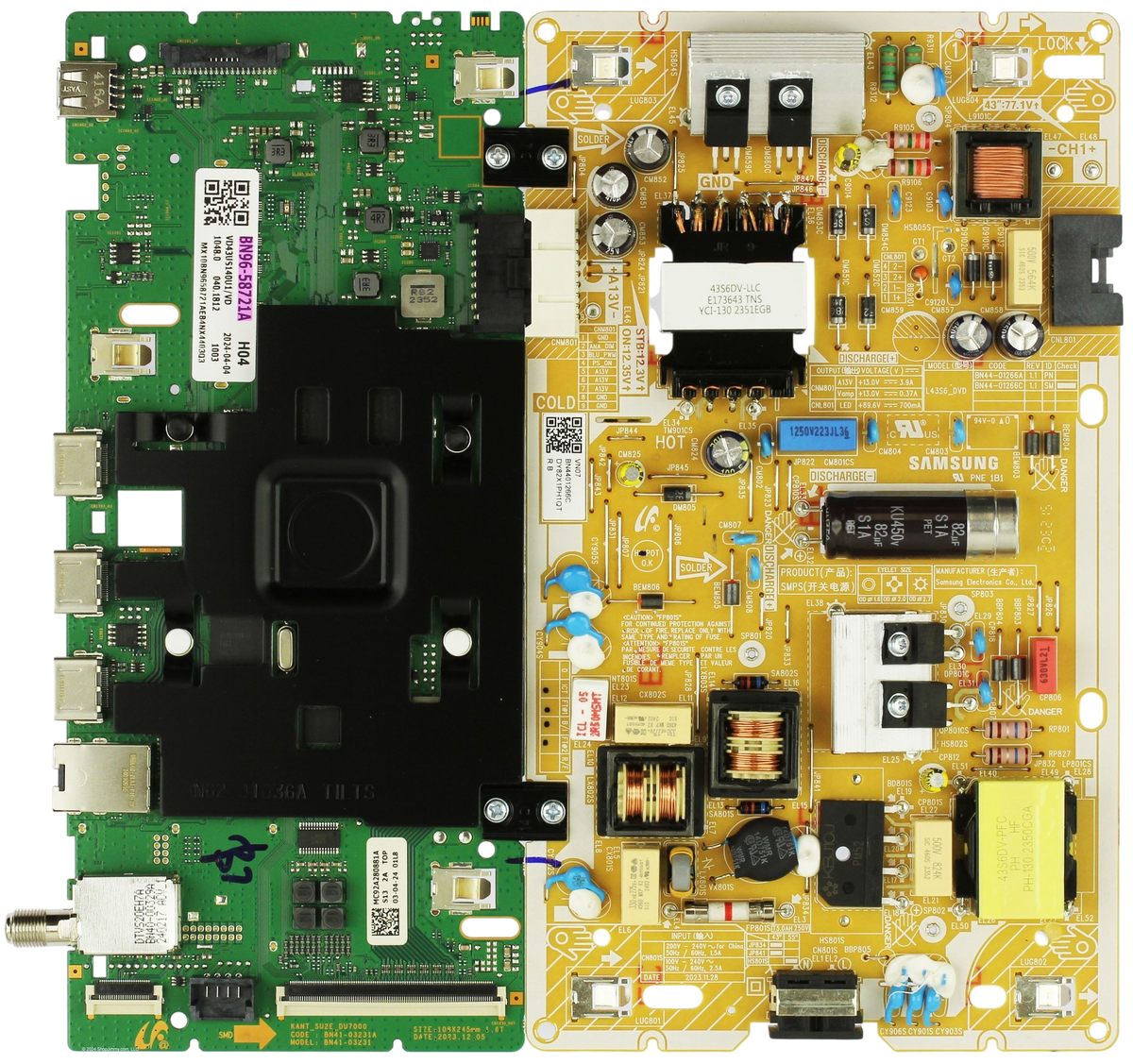 Samsung BN96-58721A / BN44-01266C Main Board Power Supply for UN43DU7200BXZA (Version UB02)