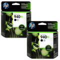 New, Pre-Owned - HP 940XL (C4906AN)  Black High Yield Ink Cartridge 2 Pack