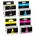 New, Pre-Owned - Lexmark #150 Black, Cyan, Magenta & Yellow Ink Cartridge