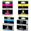New, Pre-Owned - Lexmark #150XL Black, Cyan, Magenta & Yellow Ink Cartridge