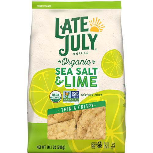 Late July Snacks Thin And Crispy Organic Tortilla Chips With Sea Salt And Lime, 10.1 Oz Bag