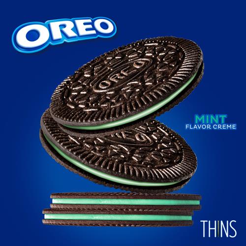 Oreo Thins Mint Creme Chocolate Sandwich Cookies, Family Size, 11.78 Oz