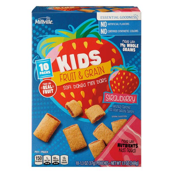 Millville Kids Fruit and Grain Strawberry Mini Bars, 10 count