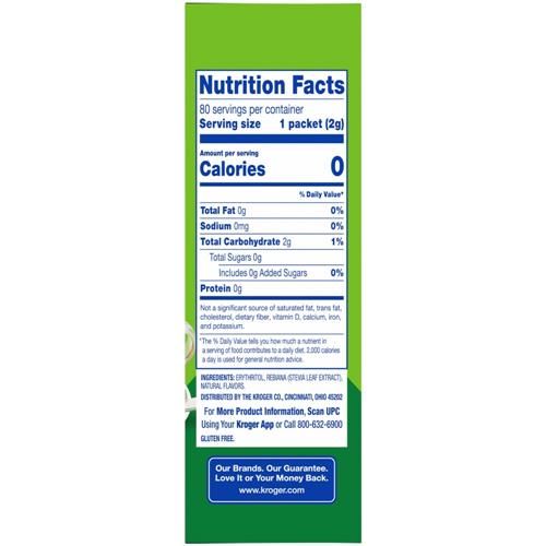 Kroger Stevia Zero Calorie Sweetener Packets 80 ct