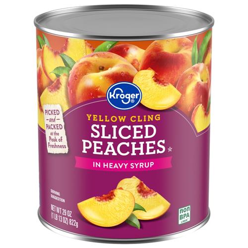 Kroger Canned Yellow Cling Sliced Peaches in Heavy Syrup 29 oz