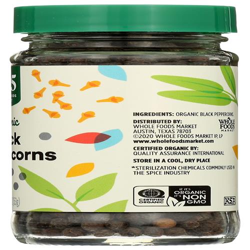 Whole Foods Market Organic Black Peppercorns, 1.87 Ounce