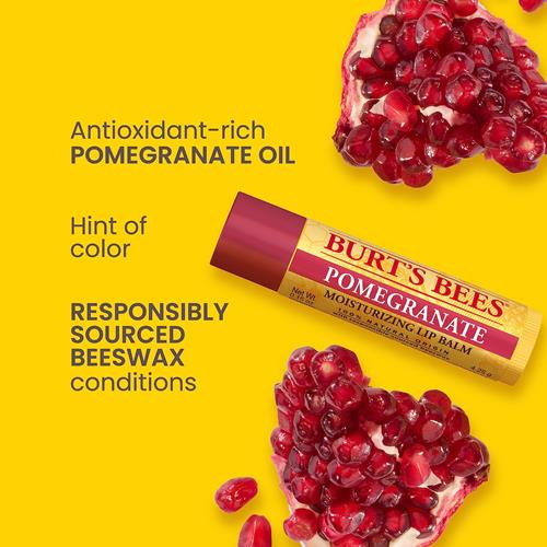 Burts Bees 100% Natural Moisturizing Lip Balm, Pomegranate With Beeswax And Fruit Extracts, 1 Tube