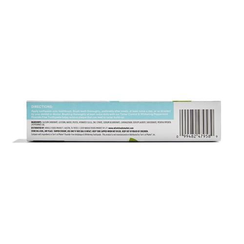 Whole Foods Market Fluoride-Free Toothpaste, Tartar Control & Whitening, Peppermint Flavor, 5.5 Ounce