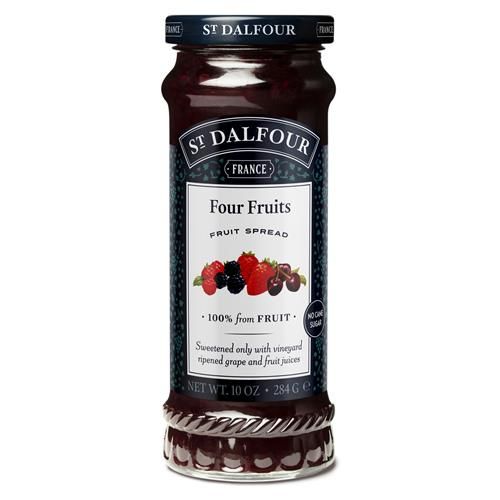 St. Dalfour Four Fruits Fruit Spread - 10Oz - 100% From Fruit, No Artificial Ingredients, Non Gmo, No Cane Sugars, All Natural, Made In France