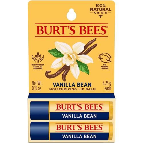 Burts Bees Lip Balm - Vanilla Bean, Lip Moisturizer With Responsibly Sourced Beeswax, Tint-Free, Natural Origin Conditioning Treatment, 2 Tubes, 0.15 Oz.