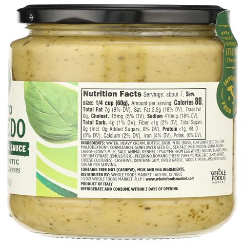 Whole Foods Market Pesto Alfredo Sauce, 14.5 Oz