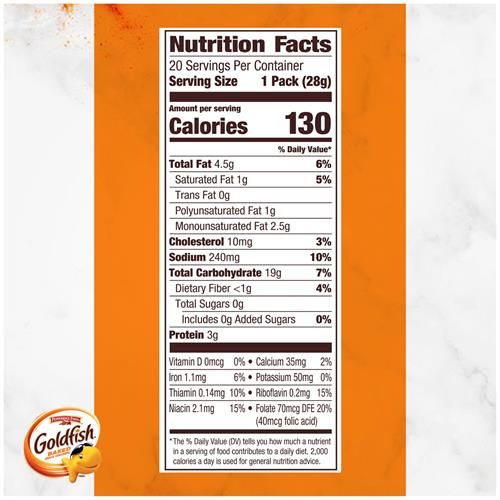 Goldfish Cheddar Cheese Crackers, Baked Snack Crackers, 1 Oz On-The-Go Snack Packs, 20 Count Box