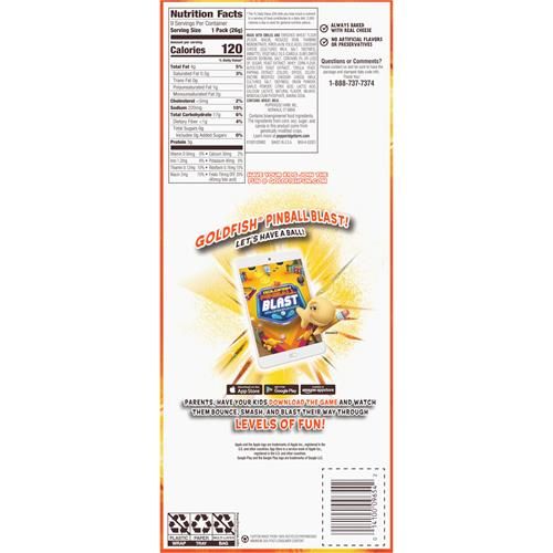 Goldfish Flavor Blasted Xtra Cheddar Cheese Crackers, Baked Snack Crackers, 0.9 Oz On-The-Go Snack Packs, 9 Count Tray