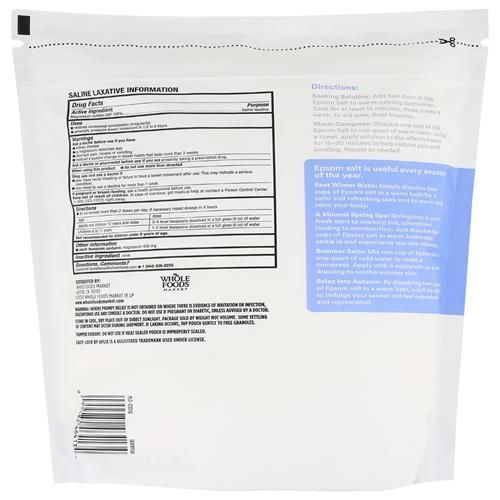 Whole Foods Market, First Aid Epsom Salt, Magnesium Sulfate Usp, 96 Ounce