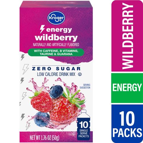 Kroger Energy Zero Sugar Wildberry Drink Mix Packets 10 packets / 1.76 oz