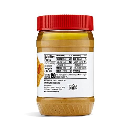 Whole Foods Market Creamy Peanut Butter With Salt, 16 Oz
