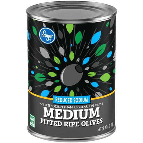 Kroger Reduced Sodium Medium Pitted Ripe Olives 6 oz