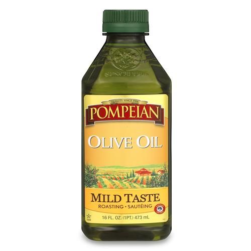 Pompeian Mild Taste Olive Oil, Perfect For Roasting & Sauteing, Naturally Gluten-Free, Non-Allergenic, Non-Gmo, 16 Fl. Oz.