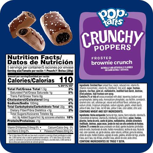 Pop-Tarts Crunchy Poppers Crunchy Filled Snack Pieces, Kids Snacks, On-The-Go Snacks, Frosted Brownie Crunch, 5Oz Box (5 Pouches)