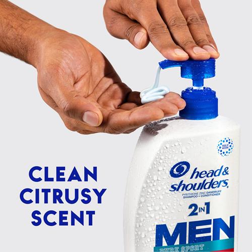 Head And Shoulders Mens 2 In 1 Dandruff Shampoo And Conditioner, Anti-Dandruff Treatment, Old Spice Pure Sport For Daily Use, Paraben Free, 28.2 Oz