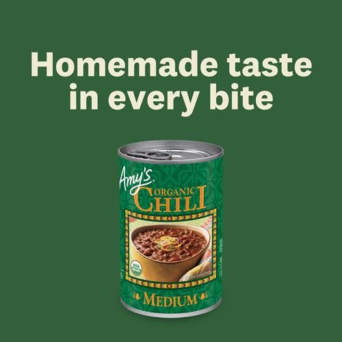 Amys Organic Chili, Vegan Medium Chili, Light In Sodium, Gluten Free, Made With Organic Red Beans And Tofu, 14.7 Oz