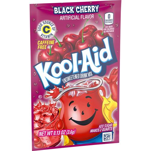 Kool-Aid Unsweetened Black Cherry Powdered Soft Drink Mix, 0.13 Oz Packet