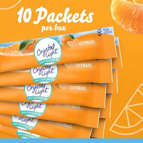 Crystal Light Citrus Naturally Flavored Powdered Drink Mix With Caffeine, 10 Ct On-The-Go-Packets