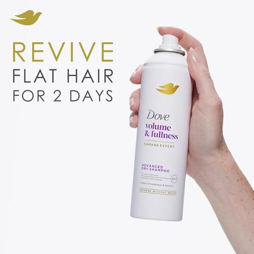 Dove Advanced Dry Shampoo Volume & Fullness Refresh & Revive Flat Hair Without Water For 2 Days Of Freshness & Bounce 5 Oz