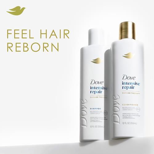 Dove Shampoo And Conditioner Intensive Repair 2 Count For Damaged Hair Bio-Protein Care Technology And Amino Serum 12 Fl Oz