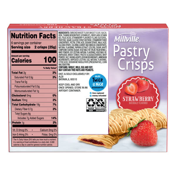 Millville Strawberry Pastry Crisps, 6 count