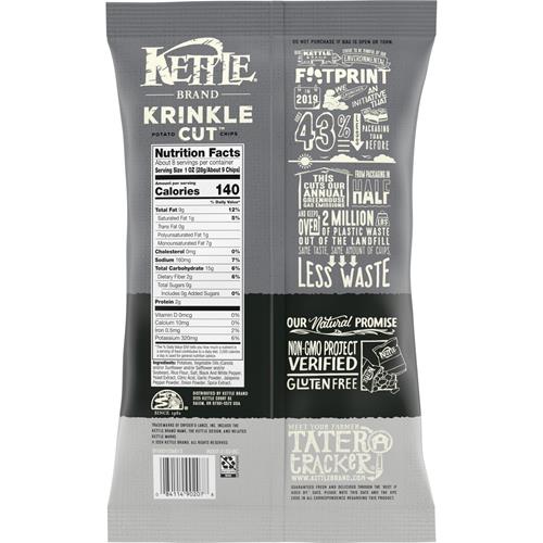 Kettle Brand Potato Chips, Krinkle Cut, Salt & Fresh Ground Pepper Kettle Chips, 7.5 Oz Bag