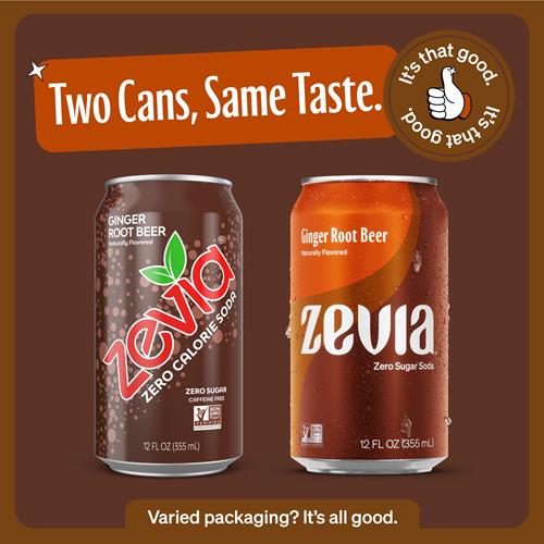 Zevia Ginger Root Beer, Zero Calorie Soda, 12 Fl Oz Cans, 6 Pack