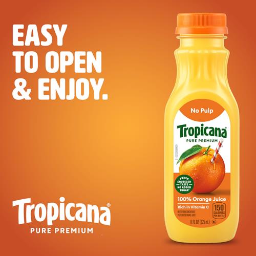 Tropicana Pure Premium 100% Orange Juice Original, No Pulp, Single Serve, 11 Fl Oz Bottle