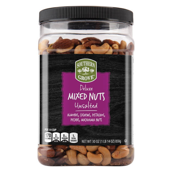 Southern Grove Deluxe Mixed Nuts Unsalted, 30 oz