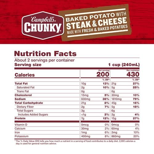 Campbells Chunky Baked Potato With Steak And Cheese Soup, 18.8 Oz. Can