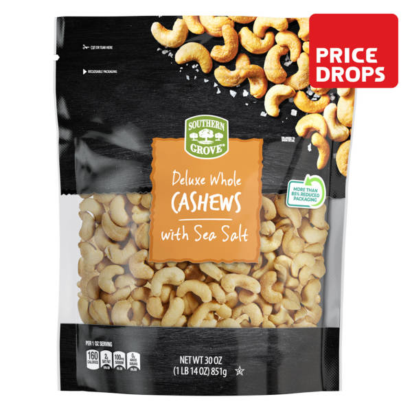 Southern Grove Deluxe Whole  Cashews with Sea Salt, 30 oz