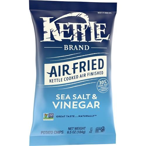 Kettle Brand Potato Chips, Air Fried Sea Salt & Vinegar Kettle Chips, 6.5 Oz Bag