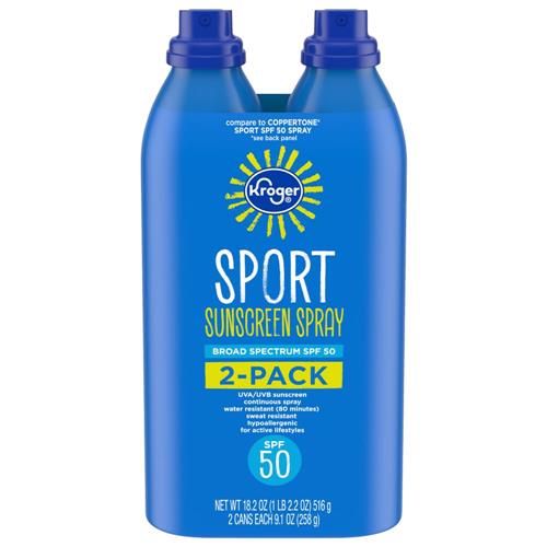 Kroger Sport Sunscreen Spray SPF 50 2 ct / 9.1 fl oz