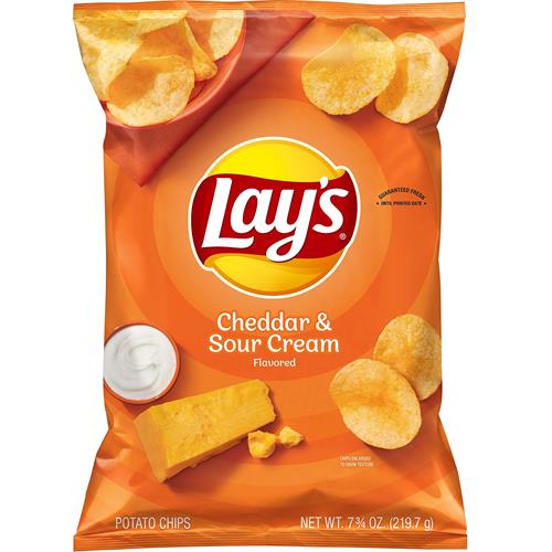 Lays Potato Chips, Cheddar & Sour Cream Flavored Snacks, 7.75Oz Bag